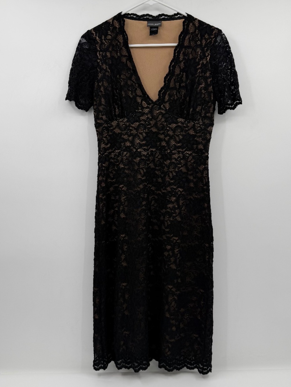 Bisou Bisou Dress Women 8 Black Lace Short Sleeve Fit Flare Fairy Grunge V Neck